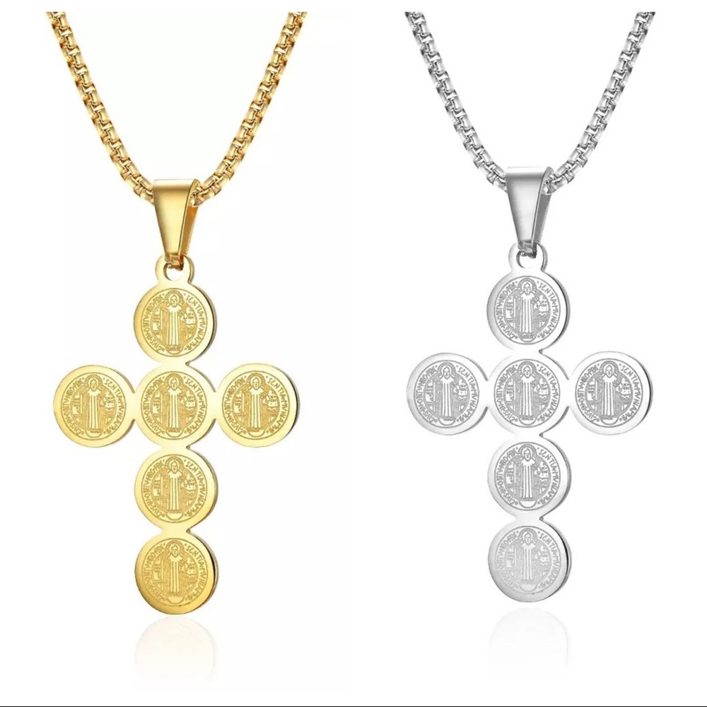 Christian Cross Pendant Chain Necklace - Picture 1 of 12